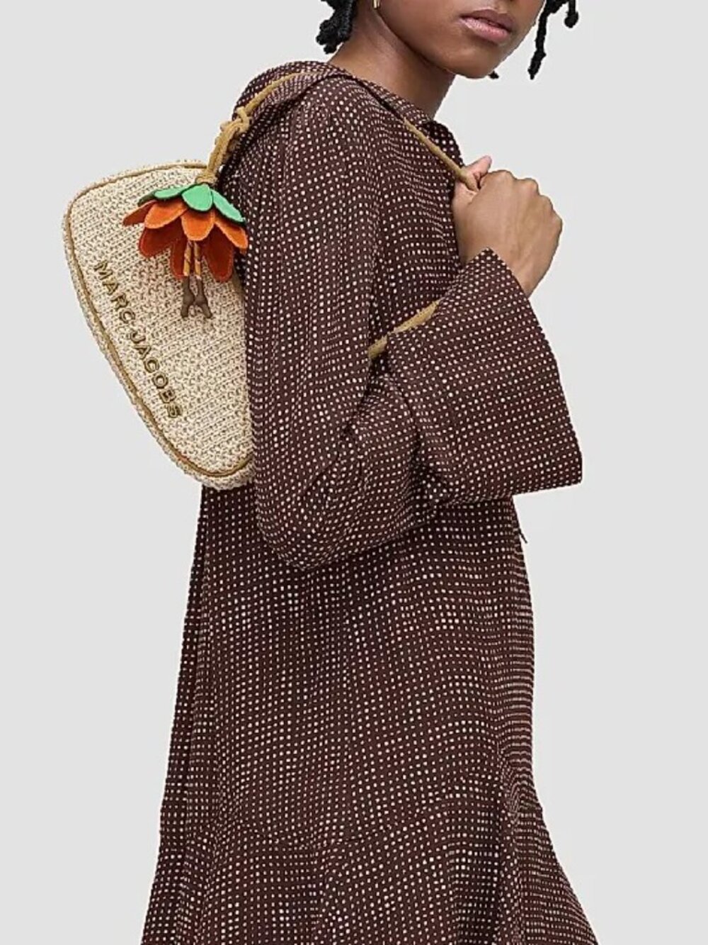 Marc Jacobs $298 Woven Charm Shoulder Bag Natural MWT!